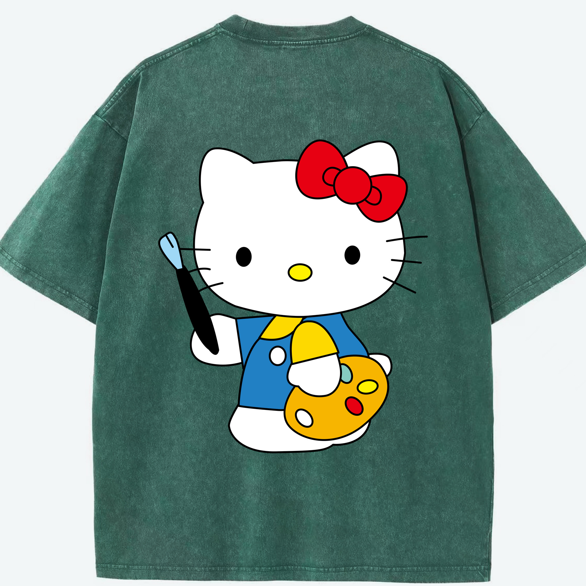 （画像用） Hello Kitty ハローキティ 綿100% ヴィンテージ風 半袖Tシャツ（背面プリント）